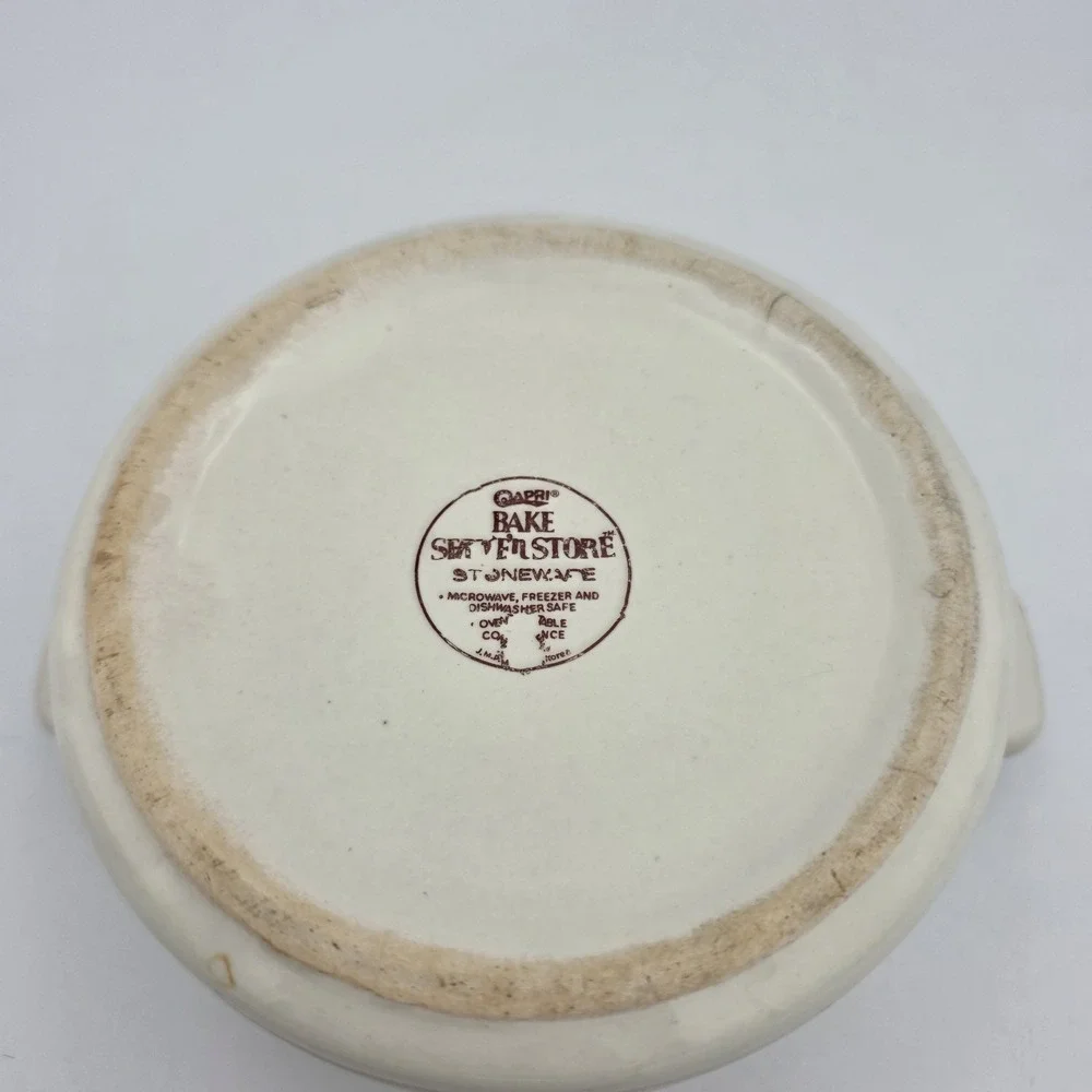 Vtg‎ Capri Flowers Bake Serve 'n Store Stoneware Single Casserole Dish With Lid